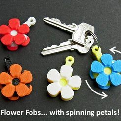 flowerfobs_display_large.jpg Fichier STL gratuit Fleurs Fobs..... Des porte-clés Flower qui tournent !・Design pour imprimante 3D à télécharger