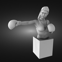 Bust-of-a-female-boxer-render.png STL file Bust of a female boxer・3D printable model to download