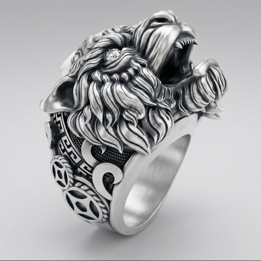 Roaring Lion and Wealth Coins Heavy Ring