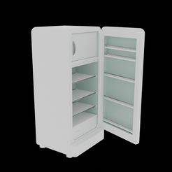 Fridge-Opened-2.jpg Fichier STL Appareils électriques - Réfrigérateur, cuisinière (avec casseroles) et hotte aspirante・Objet imprimable en 3D à télécharger