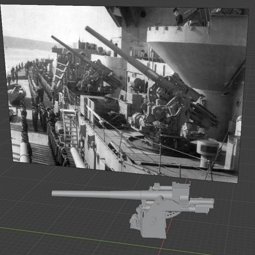 Royal Navy 4.7"/40 (12 cm) QF Mark VIII Gun 3D model