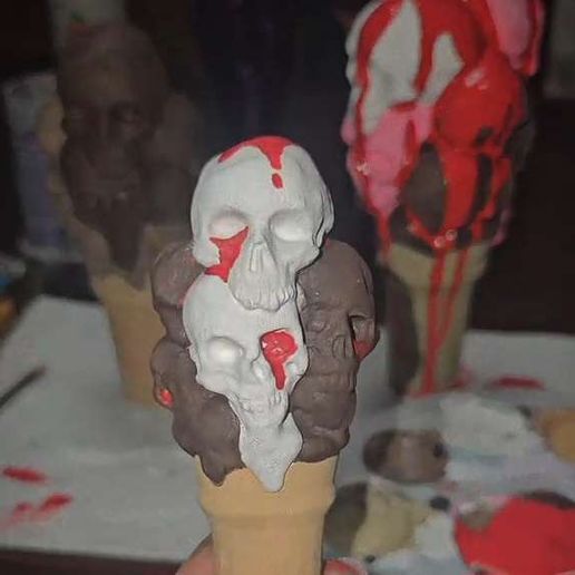 iscream2.jpg I Scream Cone PRINT IN PLACE Ice cream monster by Pretzel Prints Skull dessert
