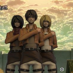 3.1.jpg Fichier STL Eren, Mikasa et Armin - Attack on titan・Objet imprimable en 3D à télécharger, Proyect3DPro