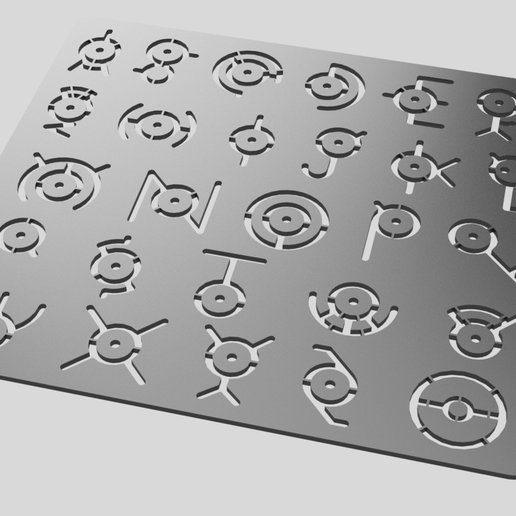 Pokemon - Unown (Drawing Template / Stencil) 3D model