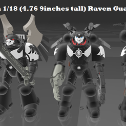 Custom-1-18-Raven-Guard-Trio.png Free 3D file Custom 1/18 (4.76 inches tall) Raven Guard Space Marine Trio・Object to download and to 3D print