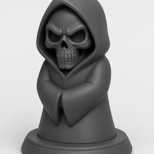 Cute Grim Reaper Skeleton Halloween Figurine with Lantern | Chibi Skull Ghost Statue 3D Print