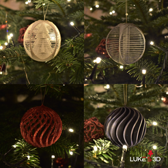 4-pack.png STL file Christmas ball collection (pack of 4)・3D print design to download