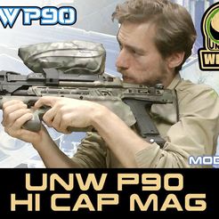 UNW-P90-HI-CAP-MAG-COVER.jpg Fichier STL UNW P90 HI CAP mag un adaptateur de trémie pour la plateforme UNW P90・Objet imprimable en 3D à télécharger, UntangleART