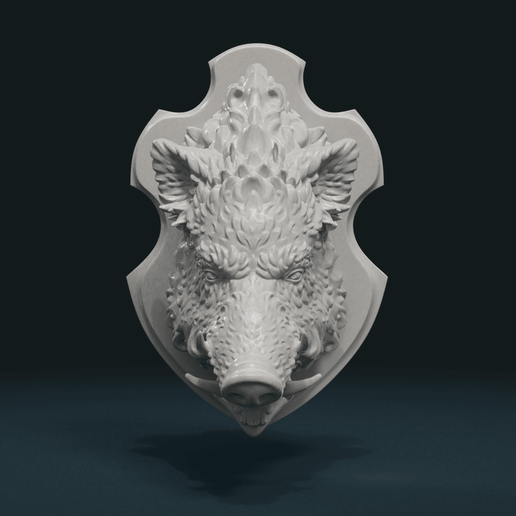 W_Boar_H_С-0001.png STL file Wild Boar Mounted Head・Template to download and 3D print, Skazok