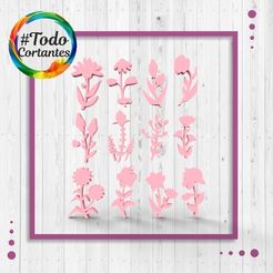 4055-Set-stamp-flores-silueta-4cm-2.21.jpg Archivo STL Set stamp flores silueta 4cm・Modelo para descargar y imprimir en 3D