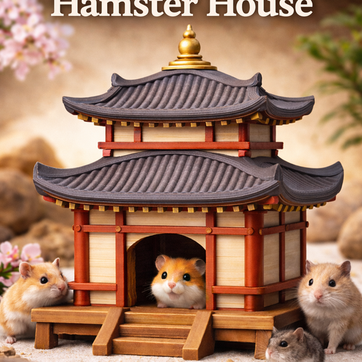 Mini Japanese Temple Hamster House - Pagoda Style 3D Print (FDM Friendly STL)