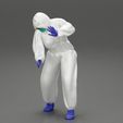 Girl-0006.jpg 3D file Woman wearing antivirus suit standing and pushing・3D printable model to download