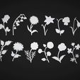 08.jpg Birth Month Flowers Set Bas Relief 3D Model