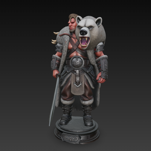 🐻 WARRIOR WITH BEAR COLLECTION FIGURE・ STL File for 3D
