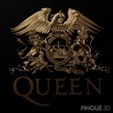 IMAGE-01.jpg QUEEN LOGO - keychain and bas-relief shield - 3d and CNC