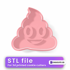 Poop-emoji-cookie-cutter.png Poop emoji cookie cutter STL File -  Social Media Cookie Cutters