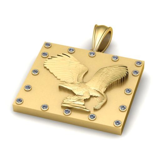 Majestic Eagle Square Pendant – 3D Printable Jewelry Model