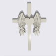 Shapr-Image-2022-11-23-195838.png Cross with heart and angel wings, Forever in our heart, Memorial statue, decorative religious gift, condoleance gift, Remembrance Gift