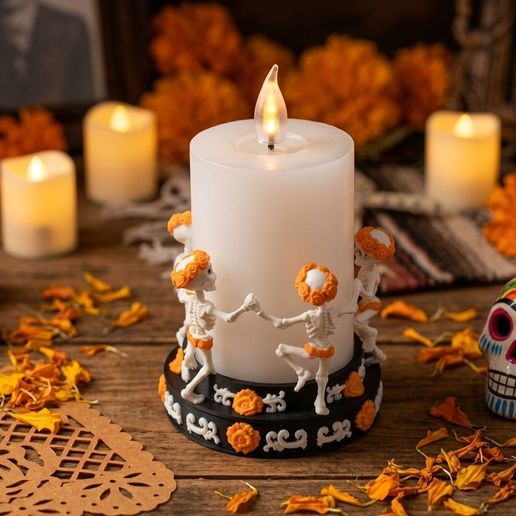 Dancing Skeletons Candle Holder – Floral Decor