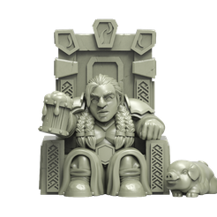 GH024.png 3D-Datei AX178 Zwergenkönigin auf dem Thron Heresylab・Vorlage für 3D-Druck zum herunterladen