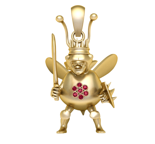 Warrior Bee King Pendant - 3D Printable Jewelry STL - Royal Insect Knight Charm