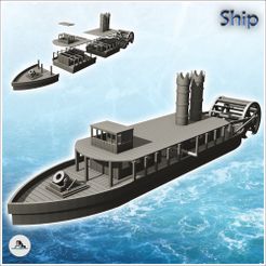 1-PREM.jpg Archivo STL Barco de vapor armado con cañones (4) - USA America ACW American Civil War History Historical・Objeto imprimible en 3D para descargar