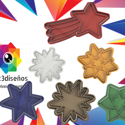 Estrellas.png Fichier STL jeu de 6 étoiles de Noël à découper・Modèle pour impression 3D à télécharger