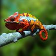 Furcifer-Pardalis-Chamaeleon_Base_Szene0001.jpg Furcifer pardalis ambanja panther chameleon - on AST - High 3D Print File Full Size Texture Any Scale! High polygon