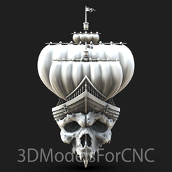1.png Fichier 3D Modèle 3D Fichier STL pour CNC Router Laser & 3D Printer Skull Ship・Design à télécharger et à imprimer en 3D