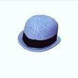 0_00012.jpg HAT 3D MODEL  Top Hat DENIM RIBBON CLOTHING DRESS British Fedora Hat with Belt Buckle Wool Jazz Hat for Autumn Winter Valentino Garavani - Rabbit skin calfskin ribbon antique metal