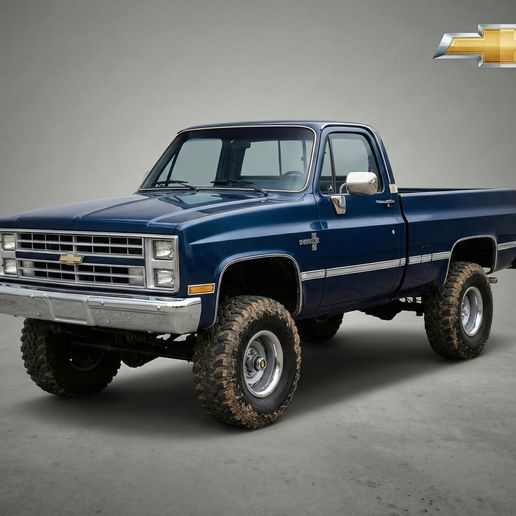 Chevrolet K10 Silverado – Square Body 4x4 Lifted Pickup STL 3D Print Model