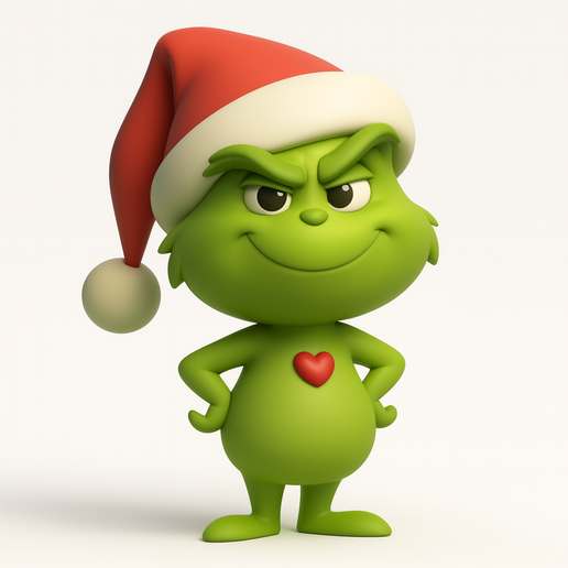 Cute Grinch with Santa Hat – Christmas 3D Printable Figurine 3D model