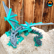 17.png Armored Spike Dragon, Powerful Four Winged Dragon, Flexible, Print In Place, Cinderwing3D