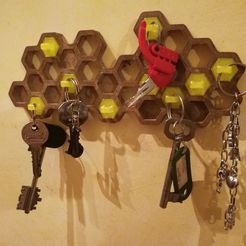 HK_s1.jpg OBJ file HoneyKey - Honeycomb Keys Wall Hanger・3D printing design to download, ZioFester