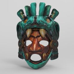 1.jpg Fichier STL Masque de guerrier jaguar・Modèle pour impression 3D à télécharger, AlexSG