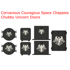 Corvacious Couragous Space Chappies Chubby Unicorn Doors © & "| Ai cS STL file Corvacious Couragous Space Chappies Shoulder Pads and 3D Transfers・Model to download and 3D print, Bum_Fluff