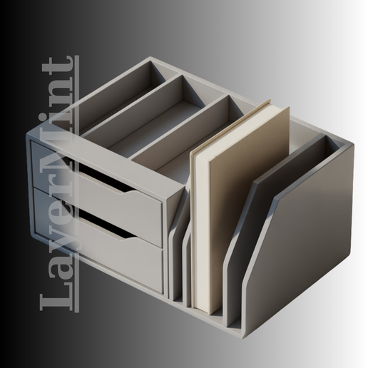 ETSY.png Desk Organizer with Drawers and Book Holder – 3D Printable STL File