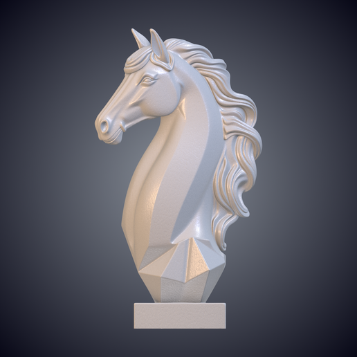 Stylized Horse Head Bust Sculpture 3D Model GPM-398