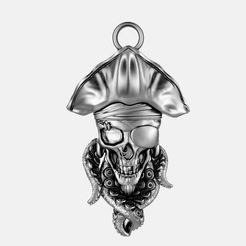 Pirate-skull-pendant-.1.jpg STL file Pirate skull pendant・3D printing design to download