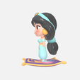 jasmin-3.png Figura Chibi Kawaii Princesa Jasmine - Coleccionable Disney Imprimible 3D con Base Alfombra Mágica