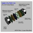 FILTRO V4.jpg VMO DECATHLON MASK ADAPTOR AND FIT 3M FILTER - 3D-PRINTED PROTECTIVE - CORONAVIRUS COVID-19