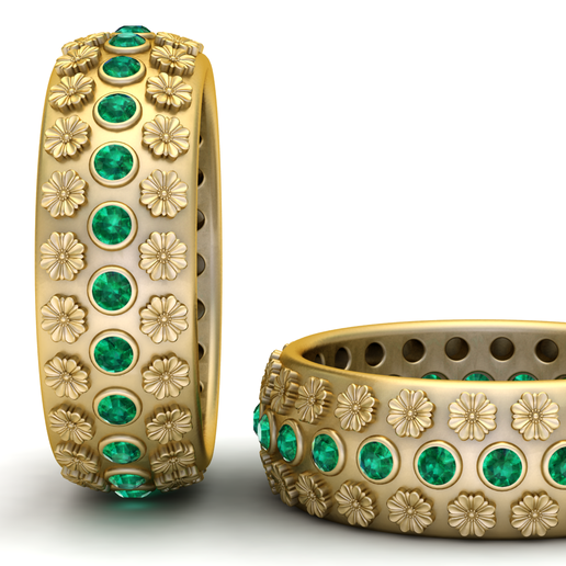 Luxury Floral Gemstone Band Ring