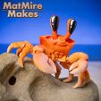 CrabPainted-2-copy.jpg Ghost Crab articulated figure, print-in-place body, cute-flexi