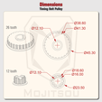 Dimensions Timing Belt Pulley @45.30 12 tooth 12.1 18.60 Timing Belt Pulley for sewing machine