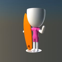 woman.jpg STL file Surfer Woman Flowerpot・3D printer model to download