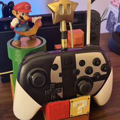 Screen_Shot_2021-09-17_at_11.17.30_AM.png Бесплатный STL файл Nintendo Switch Pro Controller Charging & Amiibo Dock holder Mario theme with star・Шаблон для 3D-печати для загрузки