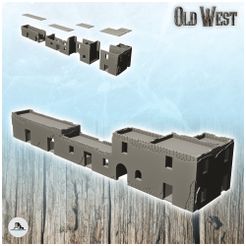 1-PREM.jpg Fichier STL Bâtiments occidentaux de Fort Alamo avec toits plats (2) - USA America ACW American Civil War History Historical・Design imprimable en 3D à télécharger