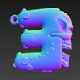 Skull-Themed-E-Letter-Keychain-3D-Print-File-15.jpg Skull-Themed "E" Letter Keychain 3D Print File