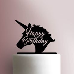 }.jpg Файл STL Unicorn happy birthday cake topper・3D модель для печати скачать, Cookiecutters13
