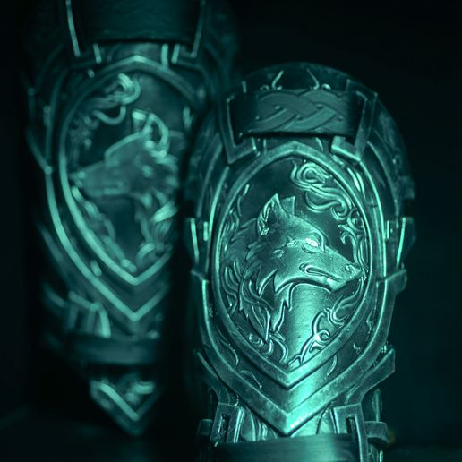 Wolf Bracer Armor STL File | 3D Printable Fantasy Bracers | Wolf Armor STL | Cosplay Forearm Armor | Wearable Costume STL Download
